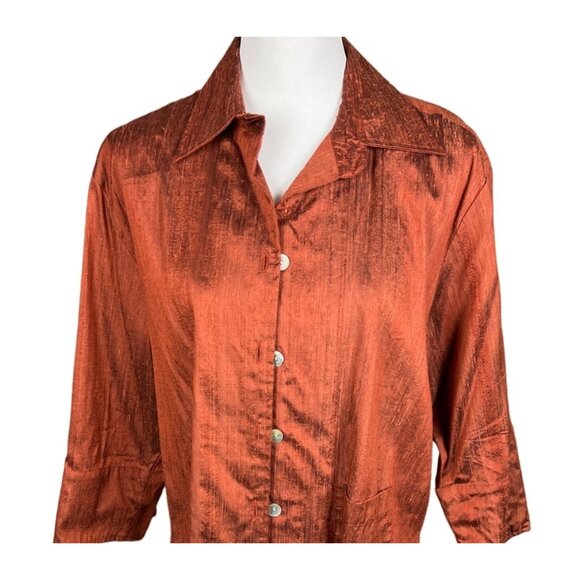 Kioti of Santa Fe Women's 100% Silk Button down Jacket Blouse Size ML - Picture 2 of 7